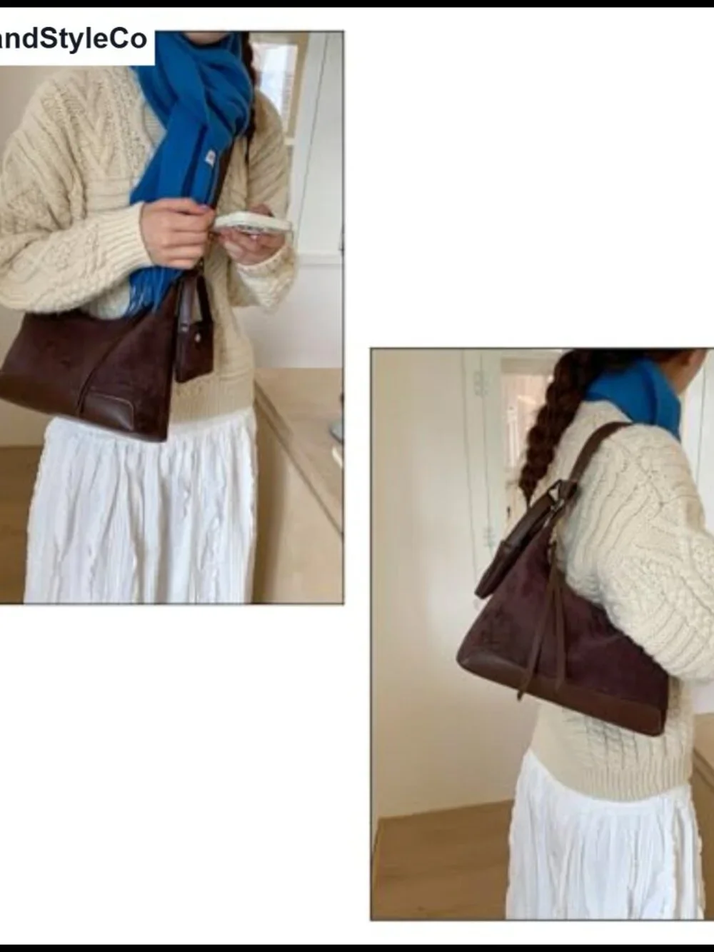 Faux Suede Hobo Bag Slouchy Shoulder Tote Purse Large Capacity Work Handbag